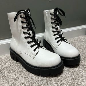 Brand new white combat boots